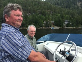Pender Harbour residents Leonard Lee (left) and Rick Crook are concerned that a new dock management plan was completed in secret.