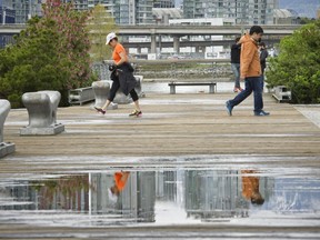 Environment Canada says Friday will be cloudy with 60 percent chance of showers.