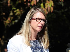 Kathryn Holm, chief licence inspector, gives an enforcement update on short-term rental regulations at City Hall in Vancouver on Sept. 5, 2018.