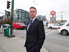 Ronan Pigott on the corner of W. Broadway and Arbutus St. in Vancouver. Brokers say Broadway subway will boost property values, but dramatic changes aren't coming soon.