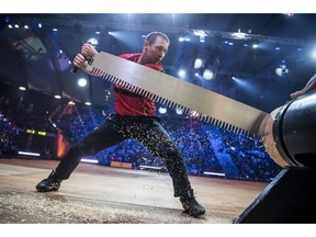Mitch Hewitt, 40, of Scotch Creek, B.C., is a five-time Canadian champion in logger sports. Next month he will compete at the Stihl Timbersorts World Championships in Liverpool. Photo credit: Stihl Timbersports.
