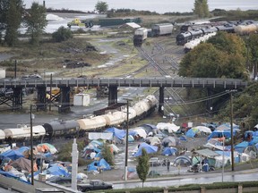 A homeless camp in downtown Nanaimo, B.C., is seen Saturday, Sept, 22, 2018.