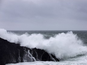 Waves crash against rugged rocks along the Wild Pacific Trail in Ucluelet, B.C. on Friday, Jan. 19, 2018. The October 2015 cataclysm in Taan Fiord in southeastern Alaska appears to have been the fourth highest tsunami recorded in the past century, and its origins - tied to the retreat of a glacier - suggest it's the kind of event we may see more of due to a warming climate.