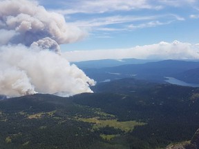 The Tweedsmuir Complex wildfire as seen at the beginning of August. Thousands of 2018 wildfires displaced residents across B.C. and there was criticism of federal and provincial communication with First Nations communities.
