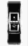 Code Coco watch with a steel and black ceramic case. Steel bezel. Black lacquered dials, one set with one princess-cut diamond. Steel and black ceramic bracelet.