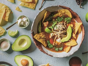 Tortilla Soup by Kaeli Robinsong of Tacofino from the cookbook Vancouver Eats by Joanne Sasvari.