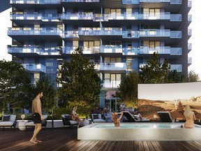 Upper-level amenities at Park George will include an indoor swimming pool, spa and outdoor hot tub theatre.