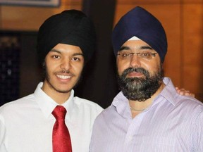 Suminder Singh (right) was killed in a crash in Surrey on Friday. He is shown in this 2012 photo with former student Sukhmeet Singh Sachal.
