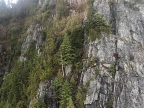 A British hiker is shown stranded on Crown Mountain above Grouse Mountain in North Vancouver in this Tuesday, October 9, 2018 handout photo.