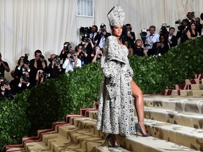 Rihanna arrives at the 2018 Met Gala on May 7, 2018, in New York.