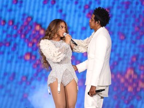 Beyoncé and Jay-Z live in concert on the On the Run II tour.