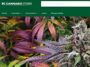 A screen shot of the home page for the B.C. government's new cannabis-selling website.
