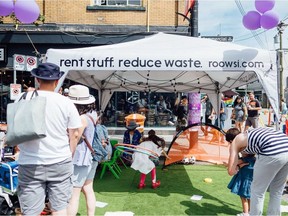 Roowsi is a new Vancouver startup that aims to capitalize on people's desire to rent items instead of buying. In this handout, the company sets up at a car free event to promote its environmentally friendly company. [PNG Merlin Archive]