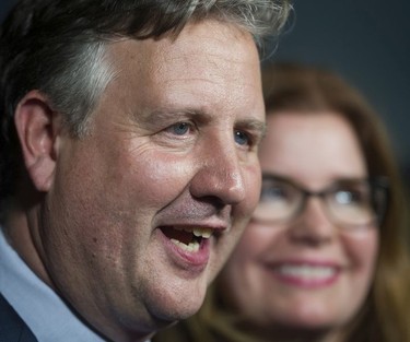 Victorious Vancouver mayoral candidate Kennedy Stewart and wife Jeanette Ashe celebrate his election at the Waldorf Hotel in Vancouver in the early-morning hours of Oct. 21 2018.