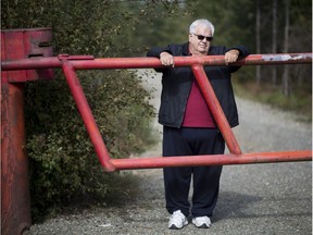 Thomas Smith of the Tlowitsis First Nation is pictured at the road leading to a piece of property near Campbell River, Sunday, Sept, 23, 2018. The Tlowitsis First Nation bought the property and are planning on building a new reserve there.