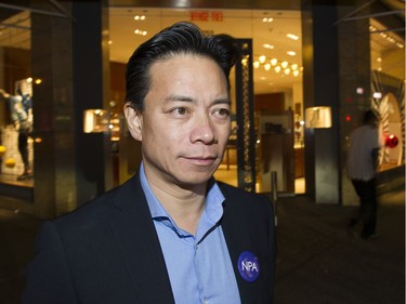 NPA candidate for Mayor Ken Sim prior to the polls closing, Vancouver,  Oct. 20 2018.