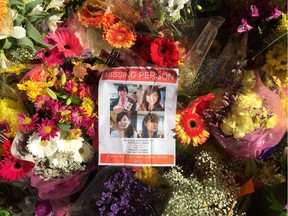 A memorial for Japanese student Natsumi Kogawa outside a heritage mansion in downtown Vancouver in 2016.