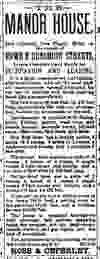 Manor House ad from the Vancouver News-Advertiser on Oct. 27, 1889.
