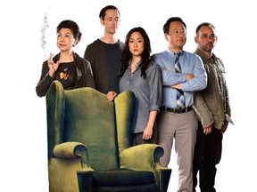 Alannah Ong, Brahm Taylor, Agnes Tong, James Yi, and Josh Drebit star in The Ones We Leave Behind at the Cultch Oct. 24-Nov. 3.
