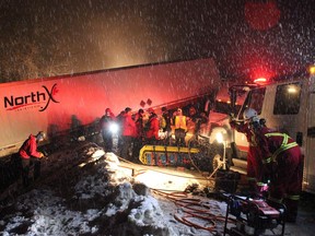 A massive multi-vehicle crash on Sunday, February 25, 2018 on the Coquihalla Highway (Highway 5) between Hope and Merritt, B.C. closed the stretch overnight.