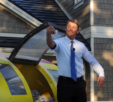 Vancouver Mayor Gregor Robertson draws the name of the PNE Prize Home winner on Sept. 8, 2011.