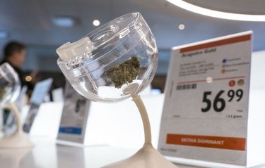 An Acapulco Gold bud sits in a sniffer inside the BC Cannabis Store in Kamloops, Oct., 17, 2018.