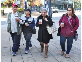 Family members arrive at BC Supreme Court for the jury trial for Garry Handlen, accused of the first-degree murder of 12-year-old Monica Jack in May 1978, in Vancouver, BC., October 22, 2018.