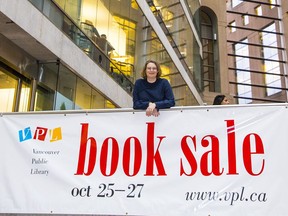 Inness Campbell, manager of collections and technical services, is taking part in the annual Vancouver Public Library used-book sale.