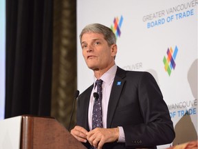 TransLink CEO Kevin Desmond speaks at a Greater Vancouver Board of Trade transportation forum on Tuesday.