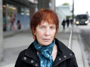 Free transit advocate Schula Leonard, pictured at Broadway and Commercial in Vancouver on Friday, June 29, 2018.