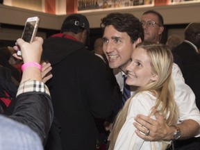 Prime Minister Justin Trudeau attends a nomination event for Liberal Kim Rudd in Cobourg Ontario October 19, 2018.