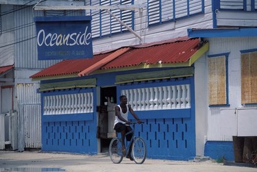 Main street colours, Oceanside Pub, Caye Caulker Island in Belize.