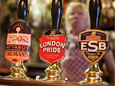 A selection of ales — the Pride Of Spitalfields.