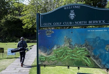 A golfer heads to the first tee at the Glen Golf Club (East Links).