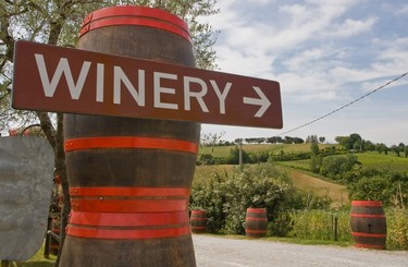 Winery sign near Montefollonico.