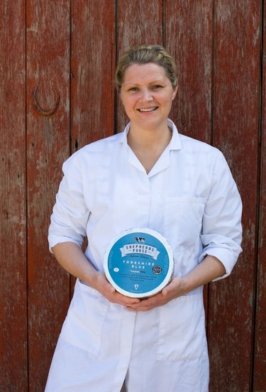 Katie Matten from Shepherds Purse with an award-winning Yorkshire Blue cheese – a mild and creamy blue-veined cheese, made with milk from proud Yorkshire cows.