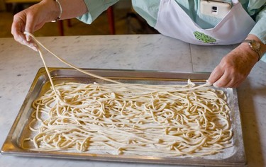 Making pici (a traditional local pasta) during a Cook in Tuscany class.
