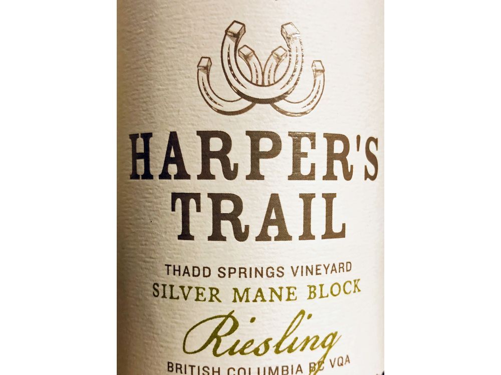 Harper's Trail Riesling Thad Springs Vineyard Silver Mane Block 2017, Kamloops, BC $19.90 