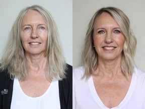 Lynn DuMerton is a 57-year-old counsellor who recently completed grad school. To celebrate, she wanted a style update. On the left is DuMerton before her makeover by Nadia Albano, on the right is her after.