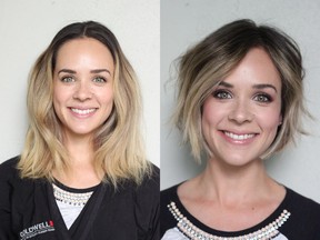 Keira Roets runs her own recruitment company and wanted to update her outgrown blonde balayage. On the left is Roets before her makeover by Nadia Albano, on the right is her after.