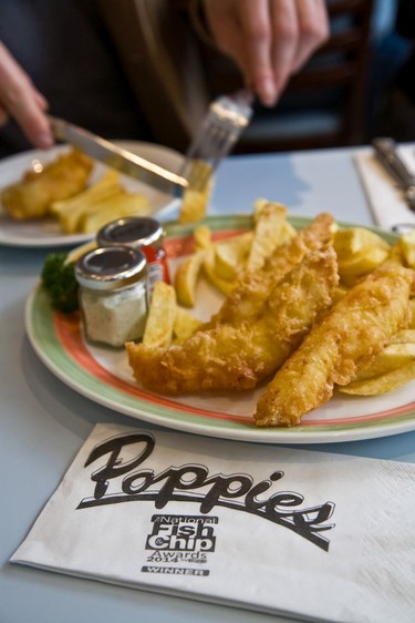 Fish & chips at Poppies.