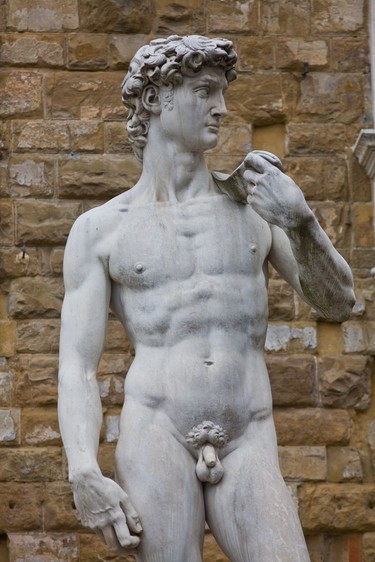 Michelangelo's famous statue David, Piazza della Signoria, Florence.