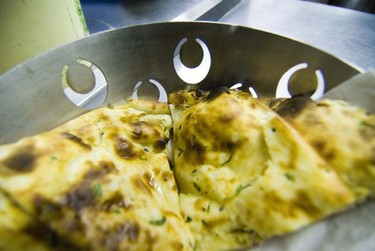 Naan bread detail.