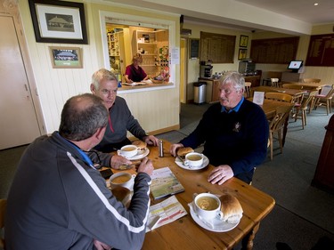 Soup and sandwiches inside the clubhouse after a round at Gifford Golf Club.