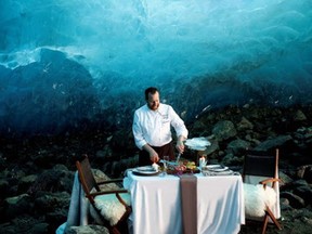 The Blue Room adventure starts with a helicopter flight to a glacier, then a meal in an aqua ice cave by The Four Seasons Whistler. Price: $20,000