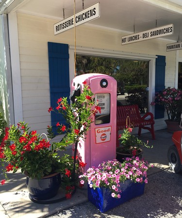 This old fashioned pink gas pump stands outside Hudson's, a general store in Boca Grande on Gasparilla Island.