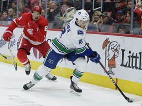 Canucks winger Jake Virtanen saw plenty of minutes, including in overtime, against the Red Wings as he builds the confidence of head coach Travis Green.