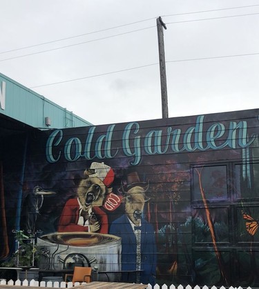 The entrance to Cold Garden Beverage Company gives a hint of the casual, quirky fun you'll find inside.