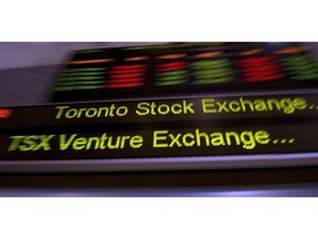 The TSX ticker is shown in Toronto on May 10, 2013.