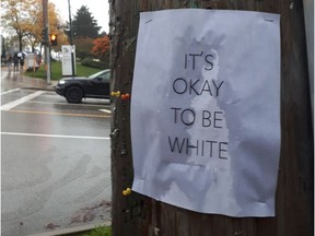 Photo of a poster found stapled to a New Westminster telephone pole. [PNG Merlin Archive]